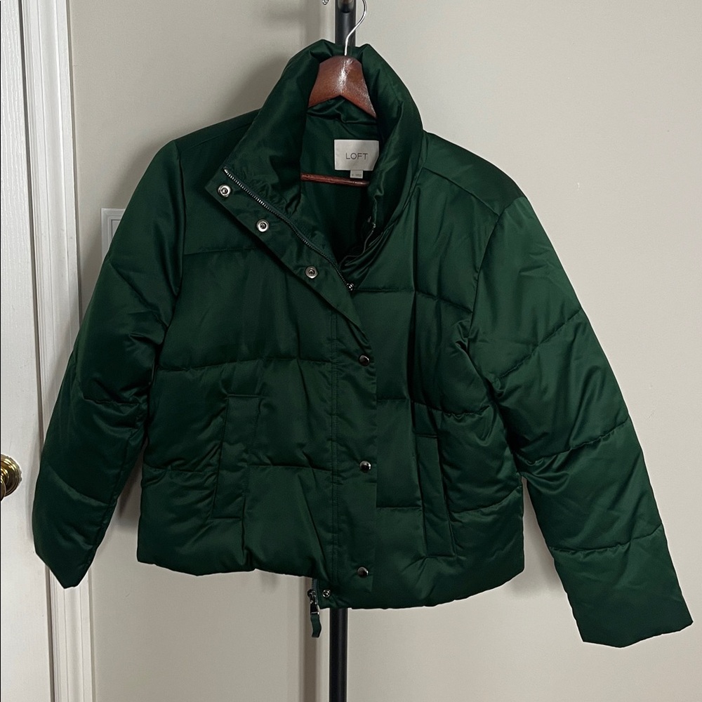NWOT LOFT Dark Green Puffer Jacket